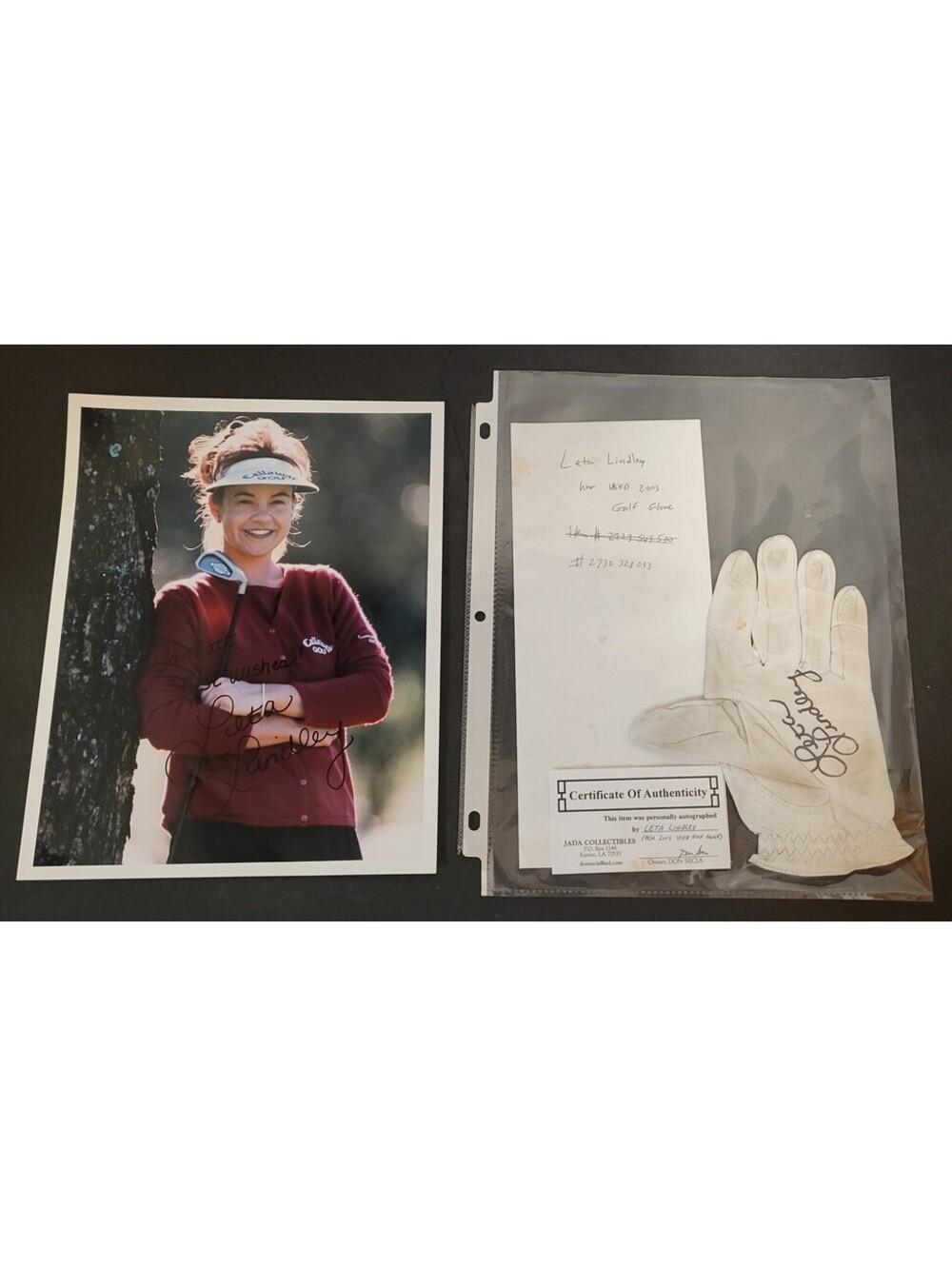 Leta Lindley LPGA Signed 8"x10" Photo & 2003 Personally Autographed Glove w/COA